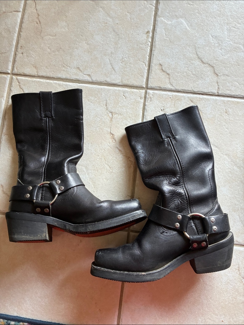 Harley-Davidson Black Leather Harness Moto Boots - Women's Mid-Calf